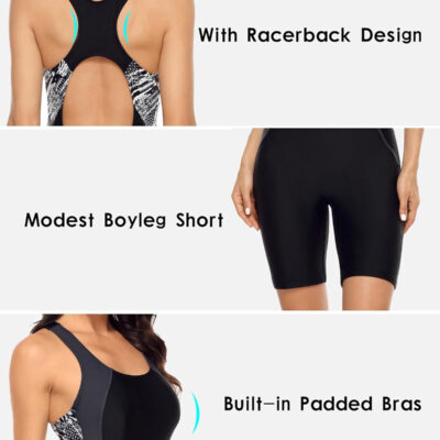 689a56fc97fc45bfc7678ea33f23bffe13fa75b6b3f39db75ec72.jpg beautyin Women's Boyleg One Piece Swimsuit Racerback Athletic Bathing Suit