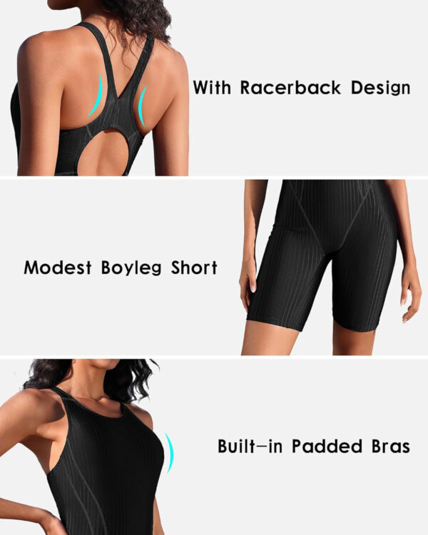689a571fa4c095a798fbced78a9cfb9c21f8e4e957d476b4c153a.jpg beautyin Women's Boyleg One Piece Swimsuit Racerback Athletic Bathing Suit