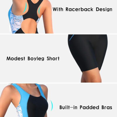 689a57316706ac97733622c92899f4321dd2481131ce99ad0d863.jpg beautyin Women's Boyleg One Piece Swimsuit Racerback Athletic Bathing Suit