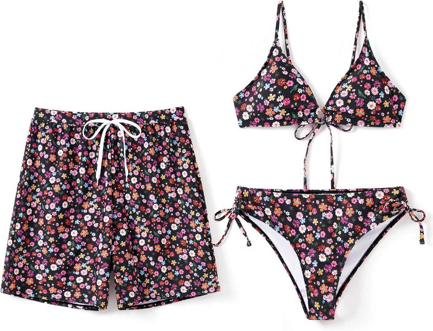 PATPAT Matching Hawaiian Swimsuits for Couples Two Piece Bikini Sets or Swim Trunks Summer Beach Vacation Swimwear