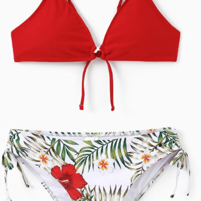 PATPAT Matching Hawaiian Swimsuits for Couples Two Piece Bikini Sets or Swim Trunks Summer Beach Vacation Swimwear