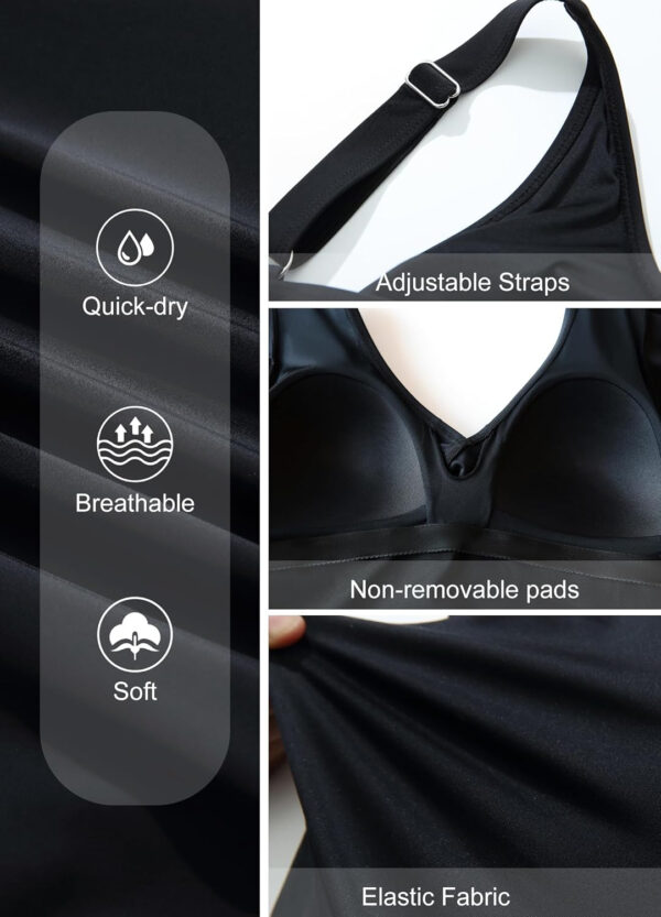 Smismivo Swim Romper with Built in Bra and Pockets Swim Dress Modest One Piece Swimsuit Full Coverage Bathing Suit