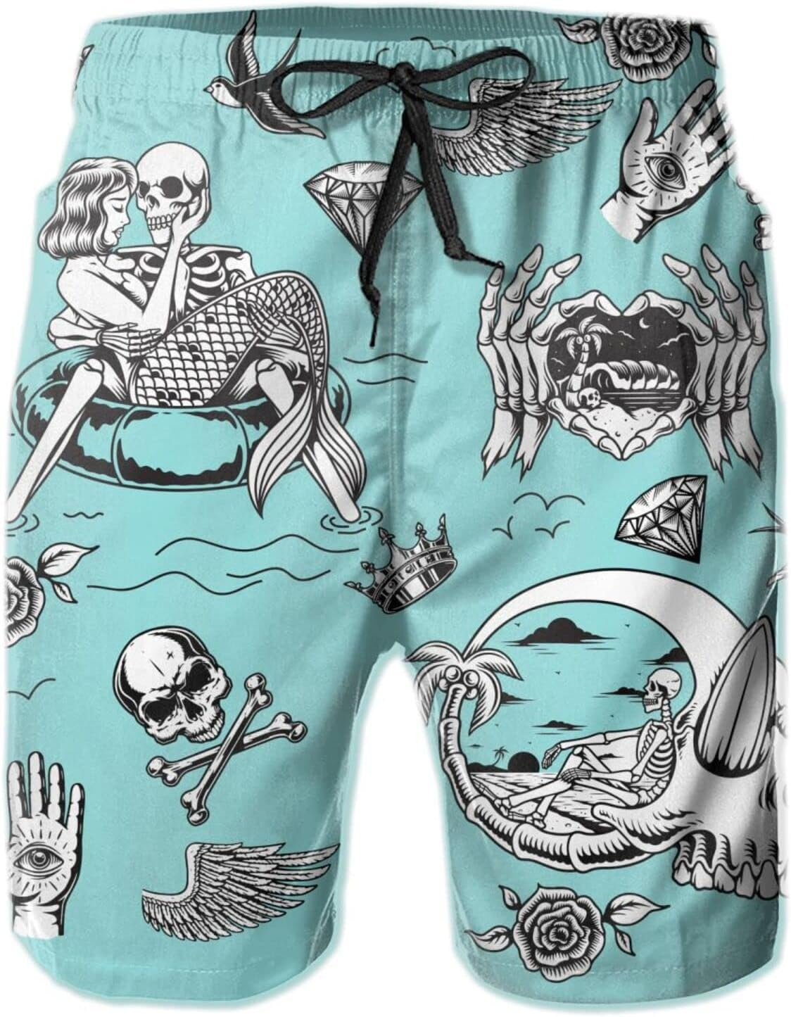 FREEHOTU Men's Swim Trunks Beach Board Shorts Quick Dry Swimwear Sports with Pockets