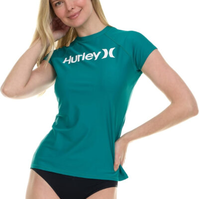 Hurley Rash Guard for Women, Short Sleeve Swim Shirts for Women Rashguard, UPF 50+ SPF & UV Protection
