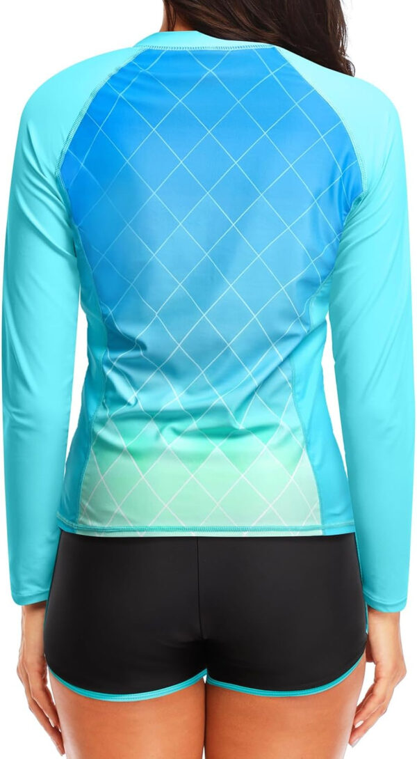 Women Long Sleeve Rash Guard - Two Piece Swimsuit with Shorts UPF 50+ Bathing Suit Built in Bra Surf Swim Shirt