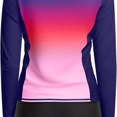 Women Long Sleeve Rash Guard - Two Piece Swimsuit with Shorts UPF 50+ Bathing Suit Built in Bra Surf Swim Shirt