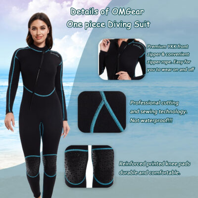 OMGear Wetsuit Women Men 2mm 3mm Neoprene Dive Wet Suit for Cold Water Short/Full Body Thermal Swimsuit for Adults Snorkel Suit for Snorkeling Scuba Diving Swimming Surfing Spearfishing