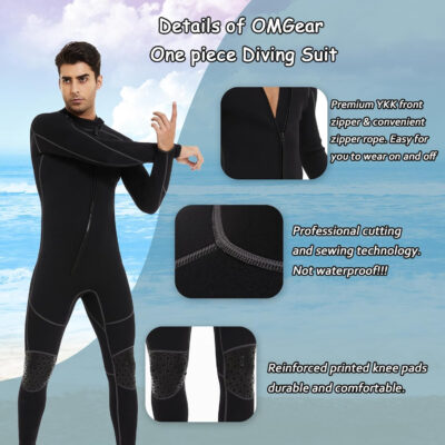 OMGear Wetsuit Women Men 2mm 3mm Neoprene Dive Wet Suit for Cold Water Short/Full Body Thermal Swimsuit for Adults Snorkel Suit for Snorkeling Scuba Diving Swimming Surfing Spearfishing