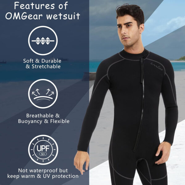 OMGear Wetsuit Women Men 2mm 3mm Neoprene Dive Wet Suit for Cold Water Short/Full Body Thermal Swimsuit for Adults Snorkel Suit for Snorkeling Scuba Diving Swimming Surfing Spearfishing