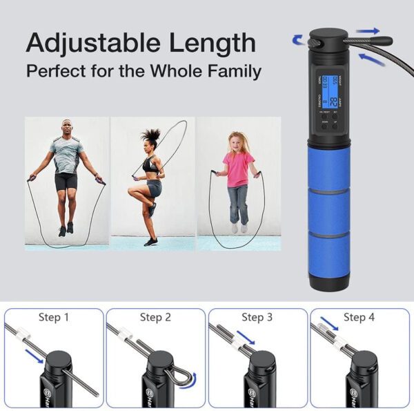 689a5f30ae2550b002c03fa534d371046e842ea7dc6e214f7f51d.jpg Jump Rope, H Handio Jump Rope with Counter, Workout Jumping Rope with Steel Ball Bearings, Adjustable Length Speed Skipping Rope for Men Women Kids Home Gym, Crossfit, Fitness Exercise