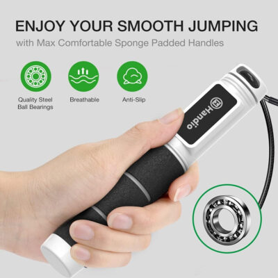 689a5f32ce67e9b3eb2ea644e8e8002a527a05cbc96f5cd6cf257.jpg Jump Rope, H Handio Jump Rope with Counter, Workout Jumping Rope with Steel Ball Bearings, Adjustable Length Speed Skipping Rope for Men Women Kids Home Gym, Crossfit, Fitness Exercise
