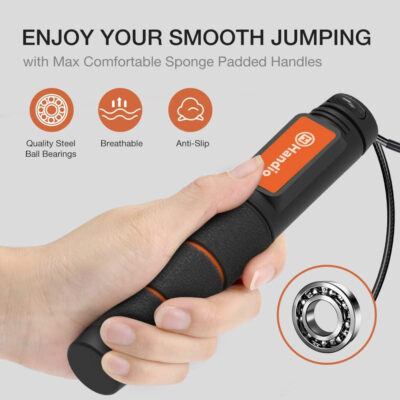 689a5f37535d8e75a1269cc1e765b52ac0276014a7e06dad31cdb.jpg Jump Rope, H Handio Jump Rope with Counter, Workout Jumping Rope with Steel Ball Bearings, Adjustable Length Speed Skipping Rope for Men Women Kids Home Gym, Crossfit, Fitness Exercise