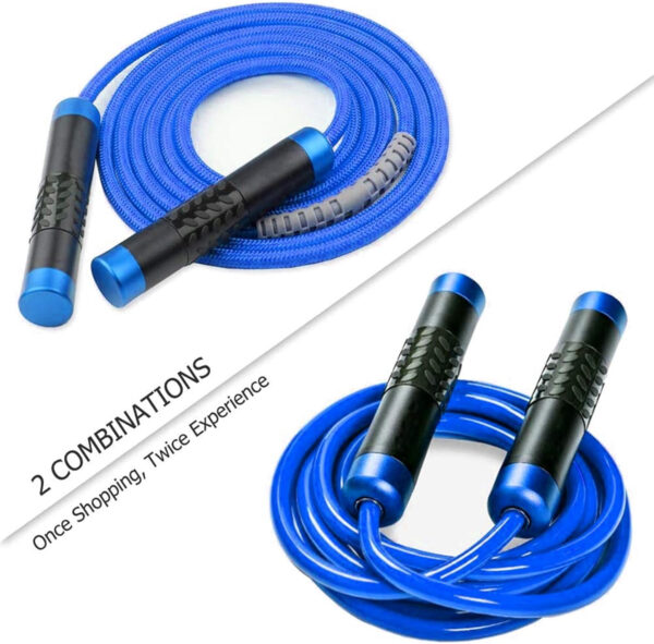 689a5f959e0d33b05c87486929d6afe689a4f258e26d807191e7b.jpg Redify Weighted Jump Rope for Workout Fitness(1LB), Tangle-Free Ball Bearing Rapid Speed Skipping Rope for MMA Boxing Weight-loss,Aluminum Handle Adjustable Length 9MM Fabric Cotton+9MM Solid PVC Rope