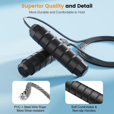 689a5fb6a751f934f477760149e7903368c19e00db83e5bb50e51.jpg Jump Rope,Tangle-Free Rapid Speed Jump Rope with Ball Bearings for Men,Women and Kids,Adjustable Steel Skipping Rope with Ergonomic Foam Handles,A Ideal Equipment and Accessories for Workout,Fitness,Exercise,Home Gym,Slim Body