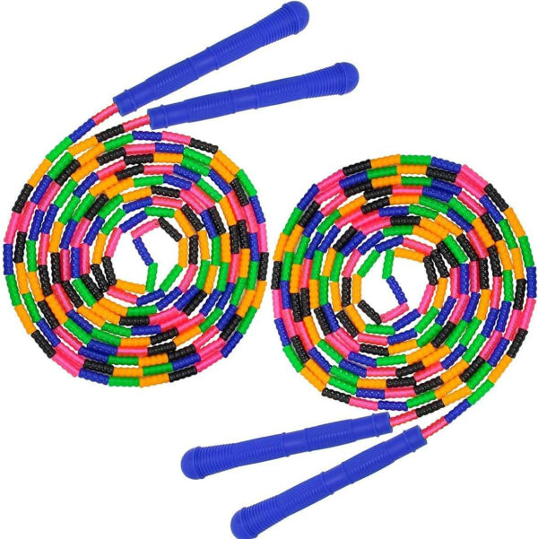 Coolrunner 16 FT Long Jump Rope(2 PACK), Double Dutch Jump Ropes, Soft Beaded Skipping for Kids Adults, Plastic Segmented Long Enough for 4-5 Jumpers