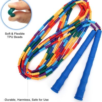 Coolrunner 16 FT Long Jump Rope(2 PACK), Double Dutch Jump Ropes, Soft Beaded Skipping for Kids Adults, Plastic Segmented Long Enough for 4-5 Jumpers