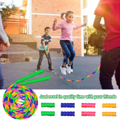 Coolrunner 16 FT Long Jump Rope(2 PACK), Double Dutch Jump Ropes, Soft Beaded Skipping for Kids Adults, Plastic Segmented Long Enough for 4-5 Jumpers