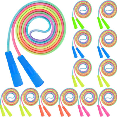 Kids Jump Rope, Colorful Gradient Nylon Skipping Ropes for Children, 7.55FT Adjustable Length, Plastic Handles, Lightweight Jumping Ropes for Schools, Events, and Family Fun