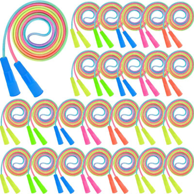 Kids Jump Rope, Colorful Gradient Nylon Skipping Ropes for Children, 7.55FT Adjustable Length, Plastic Handles, Lightweight Jumping Ropes for Schools, Events, and Family Fun