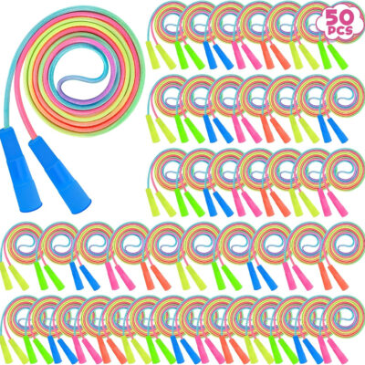 Kids Jump Rope, Colorful Gradient Nylon Skipping Ropes for Children, 7.55FT Adjustable Length, Plastic Handles, Lightweight Jumping Ropes for Schools, Events, and Family Fun
