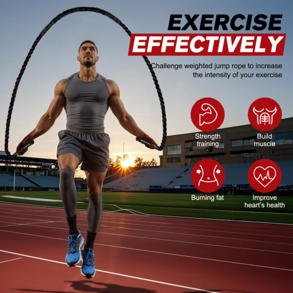 689a61ec0995f96a8fb9a5eb35a2f8e948af5f74f51f5a9f13a43.jpg HPYGN Jump Rope, Weighted Jump Rope for Men women, 2.8lb 3.8lb 5lb Heavy Skipping Rope for Exercise, Adult Jumpropes for Home Workout, Improve Strength and Building Muscle,Total Body Workout Equipment