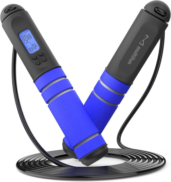 689a62368ff459f4e4536174fd33ed33d47746718950ced785269.jpg Jump Rope, Adjustable Digital Jump Rope with Calorie Counter, Ball Bearings & Alarm – Ideal for Fitness, CrossFit, Boxing, MMA, Gym – Multifunctional Speed Skipping Rope