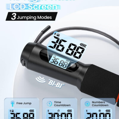 RENPHO Smart Jump Rope - APP Data Storage & Tracking & Analysis, Tangle-Free Jumping Rope for Men, Women, Skipping Rope with Counter, Adjustable workout Jump Ropes for Crossfit, Gym, MMA