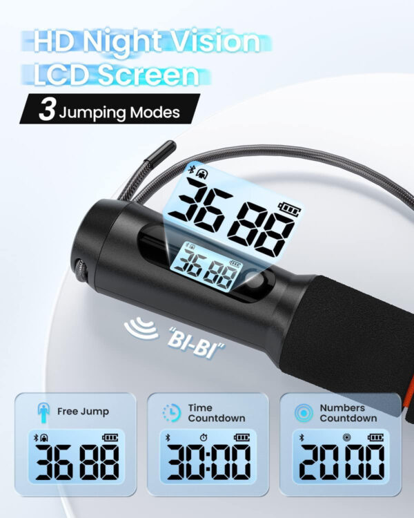 RENPHO Smart Jump Rope - APP Data Storage & Tracking & Analysis, Tangle-Free Jumping Rope for Men, Women, Skipping Rope with Counter, Adjustable workout Jump Ropes for Crossfit, Gym, MMA