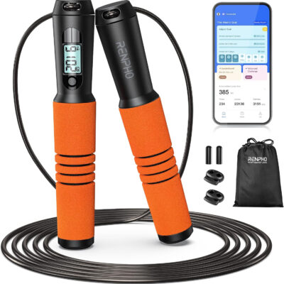 RENPHO Smart Jump Rope - APP Data Storage & Tracking & Analysis, Tangle-Free Jumping Rope for Men, Women, Skipping Rope with Counter, Adjustable workout Jump Ropes for Crossfit, Gym, MMA
