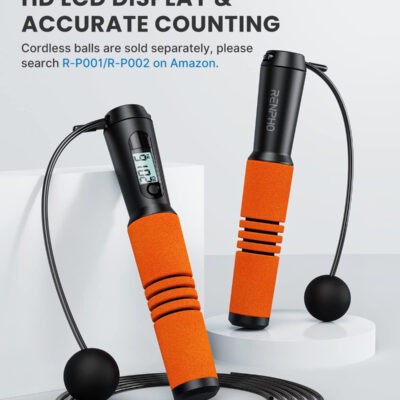 RENPHO Smart Jump Rope - APP Data Storage & Tracking & Analysis, Tangle-Free Jumping Rope for Men, Women, Skipping Rope with Counter, Adjustable workout Jump Ropes for Crossfit, Gym, MMA