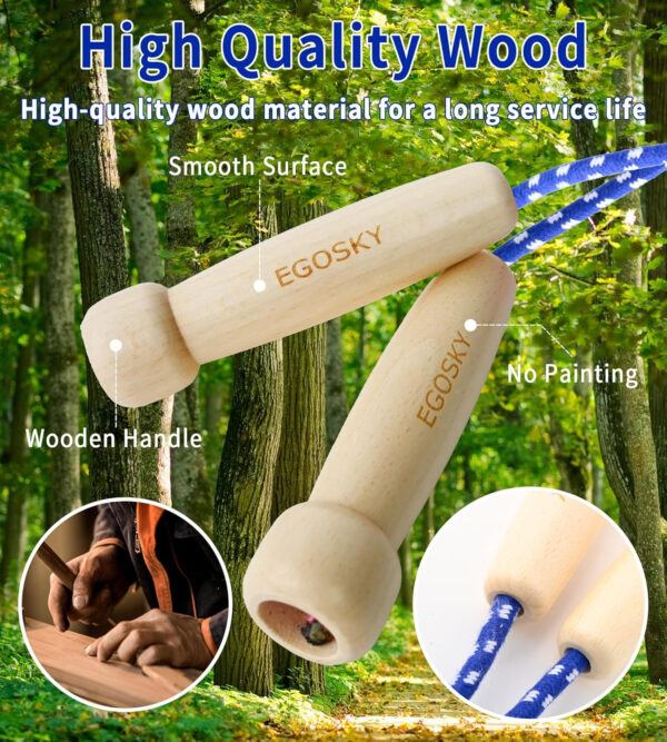 689a63ae2f259a0b460da3960161cabbe390a01d73b77fea43b6f.jpg Jump Rope for Women Men Kids, EGOSKY Adjustable Wooden Handle Skipping Rope for Adult Boys Girls Fitness Exercise Outdoor Activity