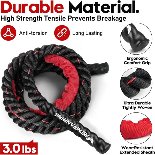 689a63dc755ac183f37a3870ff797e974f5b5d269e48e60f3ddf5.jpg Weighted Jump Rope for Men and Women, 3lb 4lb 5lb Adult Heavy Skipping Rope, Jumprope for Fitness,Workout Equipment, Fitness Equipment for Home Gym Exercise,Improve Strength and Building Muscle