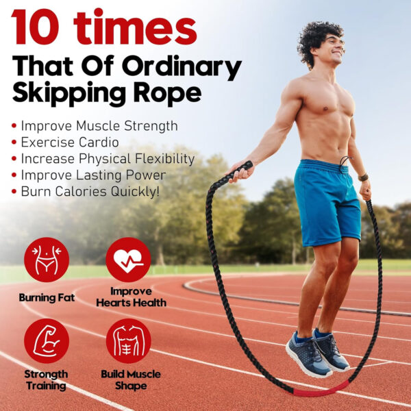 689a63dfcbacb513deaa7be32890147299fd59db20e273fe7b9f9.jpg Weighted Jump Rope for Men and Women, 3lb 4lb 5lb Adult Heavy Skipping Rope, Jumprope for Fitness,Workout Equipment, Fitness Equipment for Home Gym Exercise,Improve Strength and Building Muscle