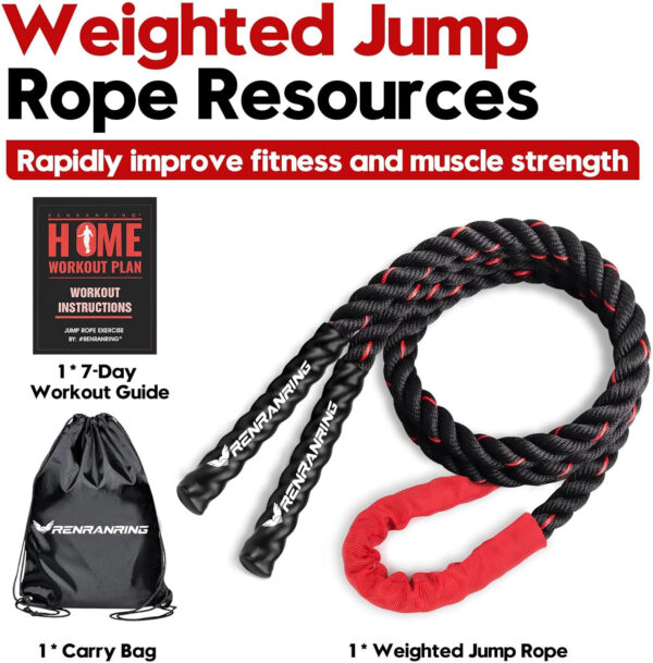 689a63e37dd5ead736a0d7a269d5b0ab9b7c704479c6f42618279.jpg Weighted Jump Rope for Men and Women, 3lb 4lb 5lb Adult Heavy Skipping Rope, Jumprope for Fitness,Workout Equipment, Fitness Equipment for Home Gym Exercise,Improve Strength and Building Muscle