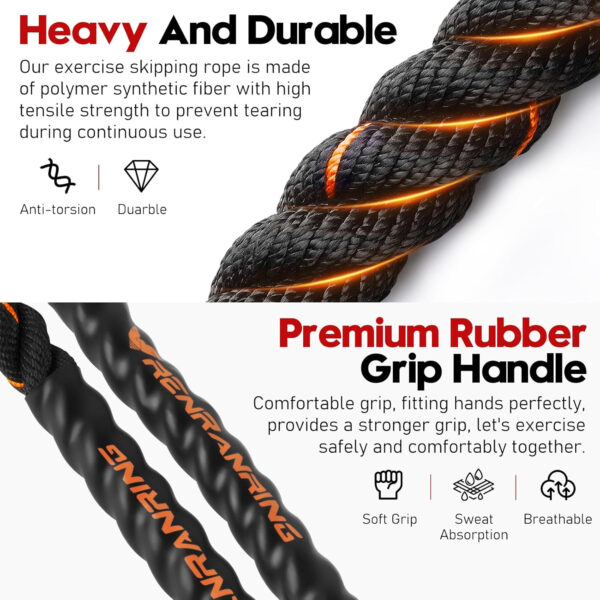 689a63e762f150d1d2cd0513e09f80813315defe0702a1c528c25.jpg Weighted Jump Rope for Men and Women, 3lb 4lb 5lb Adult Heavy Skipping Rope, Jumprope for Fitness,Workout Equipment, Fitness Equipment for Home Gym Exercise,Improve Strength and Building Muscle