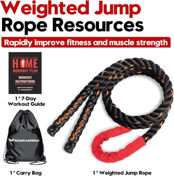 689a63ed86780f46d94ecf92ddfa59ff6ddf46487b53735ac7e57.jpg Weighted Jump Rope for Men and Women, 3lb 4lb 5lb Adult Heavy Skipping Rope, Jumprope for Fitness,Workout Equipment, Fitness Equipment for Home Gym Exercise,Improve Strength and Building Muscle