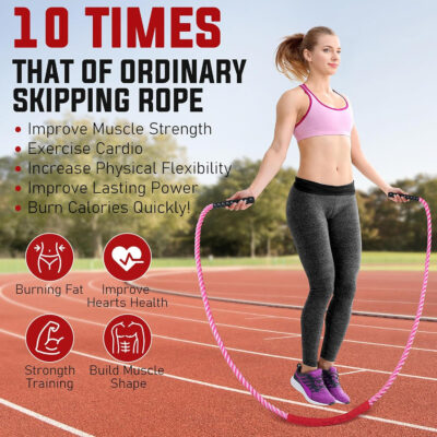 689a63f52c2fc6dcb70085e77755a2b802aa8527c3a24490e2dc7.jpg Weighted Jump Rope for Men and Women, 3lb 4lb 5lb Adult Heavy Skipping Rope, Jumprope for Fitness,Workout Equipment, Fitness Equipment for Home Gym Exercise,Improve Strength and Building Muscle
