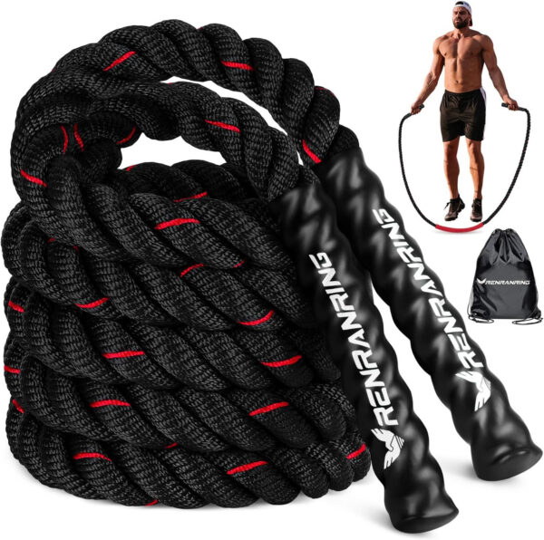 689a63f87be6f9b610e5284408da1aa90f1cbaef5bf8c41b2bee1.jpg Weighted Jump Rope for Men and Women, 3lb 4lb 5lb Adult Heavy Skipping Rope, Jumprope for Fitness,Workout Equipment, Fitness Equipment for Home Gym Exercise,Improve Strength and Building Muscle
