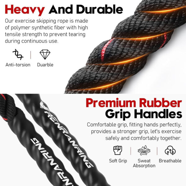 689a63fb395d5f97b7767b189e211f975457ea8c22da35a2c90f5.jpg Weighted Jump Rope for Men and Women, 3lb 4lb 5lb Adult Heavy Skipping Rope, Jumprope for Fitness,Workout Equipment, Fitness Equipment for Home Gym Exercise,Improve Strength and Building Muscle