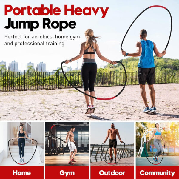 689a64004344b03d9923e4b512f6917049cb0504ea7fdcd73b9bb.jpg Weighted Jump Rope for Men and Women, 3lb 4lb 5lb Adult Heavy Skipping Rope, Jumprope for Fitness,Workout Equipment, Fitness Equipment for Home Gym Exercise,Improve Strength and Building Muscle