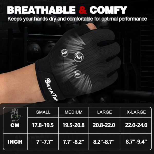 689a672c24fed122e9e5379b2f584ddd00c66897f38e3626f44f4.jpg Seektop Breathable Workout Gloves for Women & Men, Thick Padded Weight Lifting Gloves, Full Palm Protection, Excellent Grip for Gym Fitness and Training, Exercise, Cycling