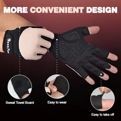 689a67367b6f7a9a9039677cc8fbc0fd07860296a5adae179f4b4.jpg Seektop Breathable Workout Gloves for Women & Men, Thick Padded Weight Lifting Gloves, Full Palm Protection, Excellent Grip for Gym Fitness and Training, Exercise, Cycling