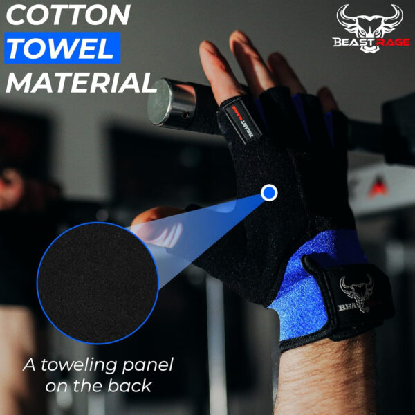 BEAST RAGE Workout Gloves for Men, Durable Palm Grip Gym Gloves Women Half Finger Elasticated Training Weight Lifting Strength Bodybuilding Anti Slip Cycling Gloves Exercise