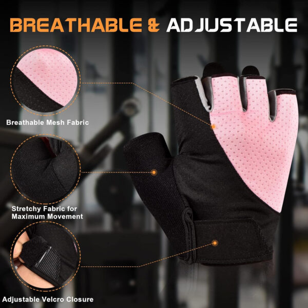 689a680fb176233d2f08b4b27fd9ad0ac7a4a60ad6696d98d5ab4.jpg Sunnex Gym Gloves - Fingerless, Breathable Workout Gloves for Weightlifting, Cycling & More