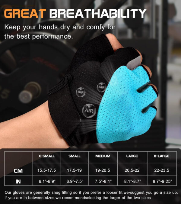 689a682a1affe2bbfc0903f000637c5df9350f3ab013c343db127.jpg Sunnex Gym Gloves - Fingerless, Breathable Workout Gloves for Weightlifting, Cycling & More