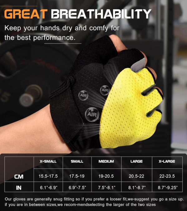 689a68319eb0d35ebf1aef3a41e08f25343b9bb249cad6259700d.jpg Sunnex Gym Gloves - Fingerless, Breathable Workout Gloves for Weightlifting, Cycling & More