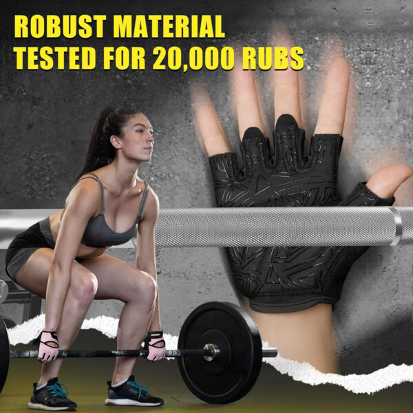 689a68689931e8c5d0291d70e799004426eb7d21a00bbffe51ebb.jpg Ventilated Weight Lifting Gloves, Thick Padded Gym Gloves with Full Palm Protection & Grip & Shock Absorption for Women & Men's Fitness Training