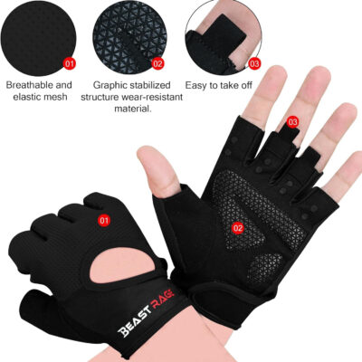 689a68a8eff2d246379dcdba015ef056baec4fc50c83b706afc52.jpg BEAST RAGE Workout Gloves for Men & Women - Fingerless Gym Gloves with Palm Protection, Breathable & Lightweight for Weightlifting, Cycling & Pull Up