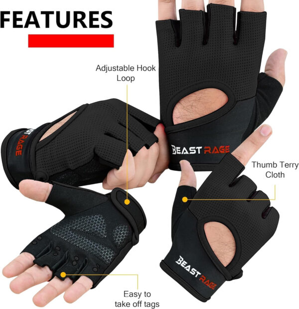 689a68aa23e87a284fe4470c0d54cf632368633272c8eb9730510.jpg BEAST RAGE Workout Gloves for Men & Women - Fingerless Gym Gloves with Palm Protection, Breathable & Lightweight for Weightlifting, Cycling & Pull Up