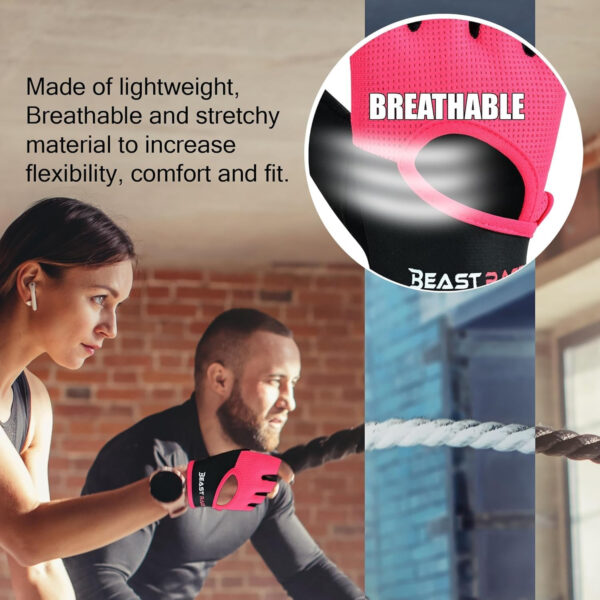 689a68b4b599fdcb951b70c711adfa445a74df08836111d2b1ac4.jpg BEAST RAGE Workout Gloves for Men & Women - Fingerless Gym Gloves with Palm Protection, Breathable & Lightweight for Weightlifting, Cycling & Pull Up